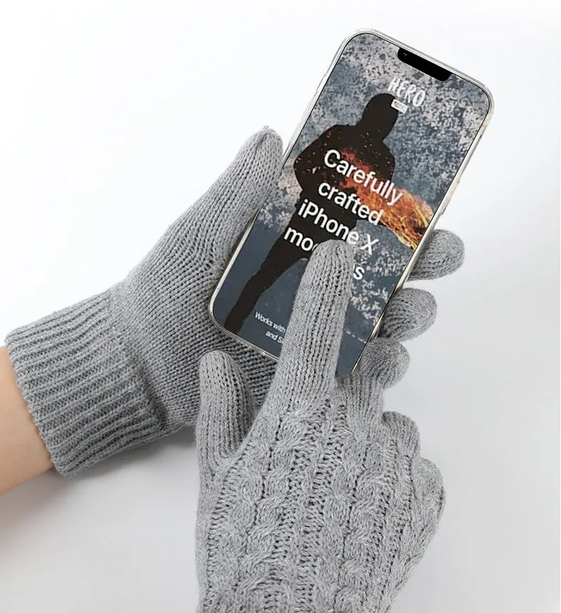Windproof Outdoor Full Finger Touch Screen Gloves L-Black
