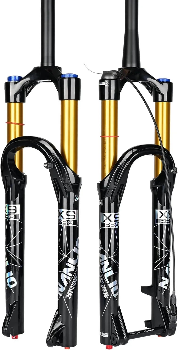 X9 Pro Mountain Bike Suspension Bicycle Front Fork - Adjustable Damping Rebound, 140/160MM Travel, Fits 26/27.5/29 Inches